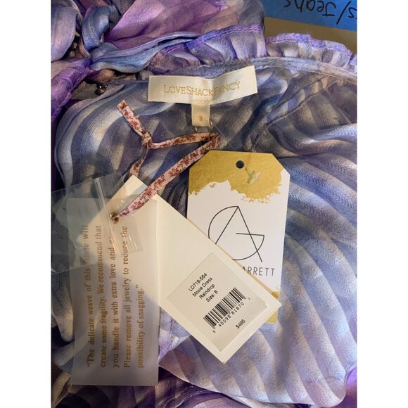 LoveShackFancy Purple Blue Watercolor Rain Drop Moxie Dress NWT $495, Size 8 - Picture 9 of 9